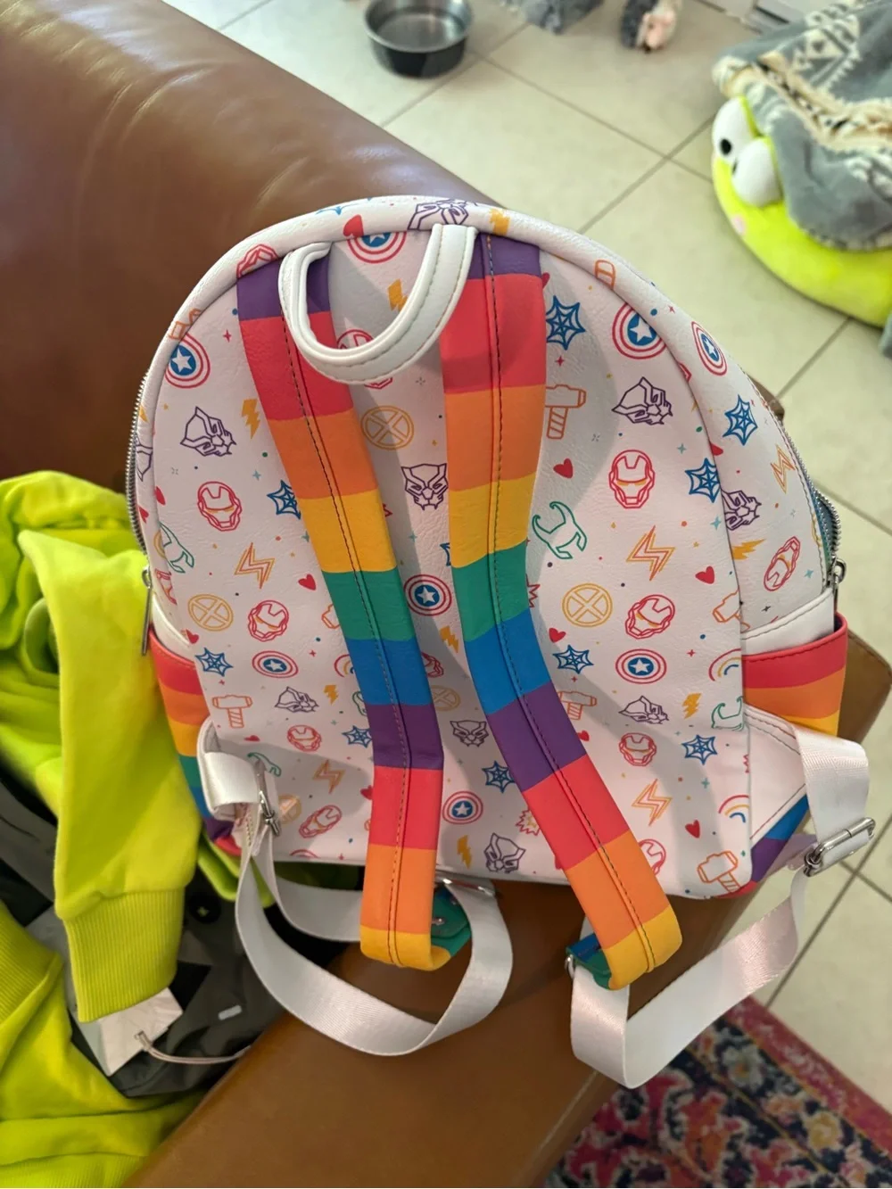 Loungefly White Marvel Rainbow Logo Mini Backpack